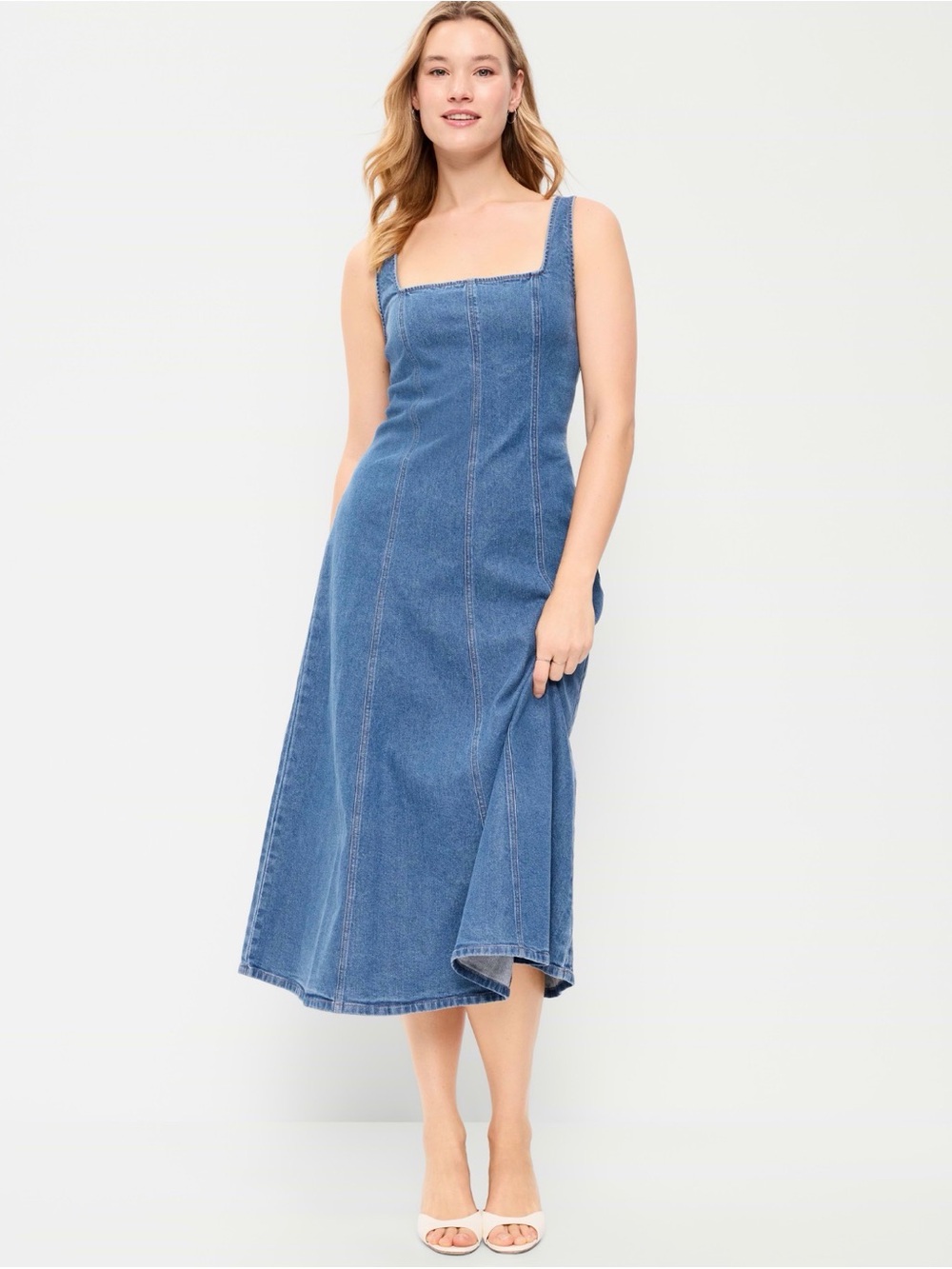 Old Navy Fit & Flare Sleeveless Denim Midi Dress - Size M - NWT